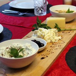 Your selection of dips served with a selection of Mediterranean cheeses.