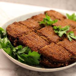 Lamb kibbeh with a middle of caramalised onion, pine nuts and lamb mince.