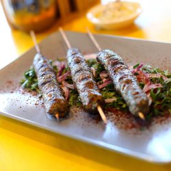 Moist tender bbq or grilled kofta skewers