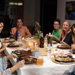Birthday Party! The ladies celebrate with food and wine!